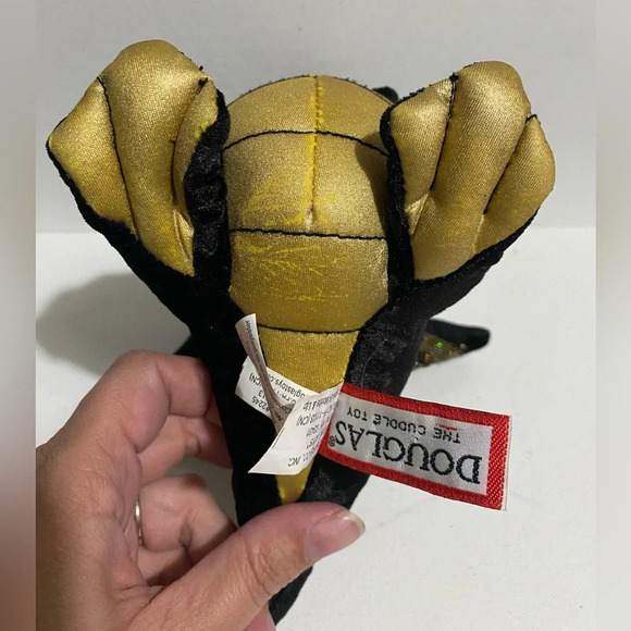 Douglas Cuddle Toys Dragon 9” Black And Gold Shiny Wings Halloween Spooky Season - Picture 9 of 10